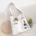 Korea Ins Messenger Art Canvas Bag Tas Single Shoulder Mahasiswa Kelas Mahasiswa Kelas Kelas untuk Wanita